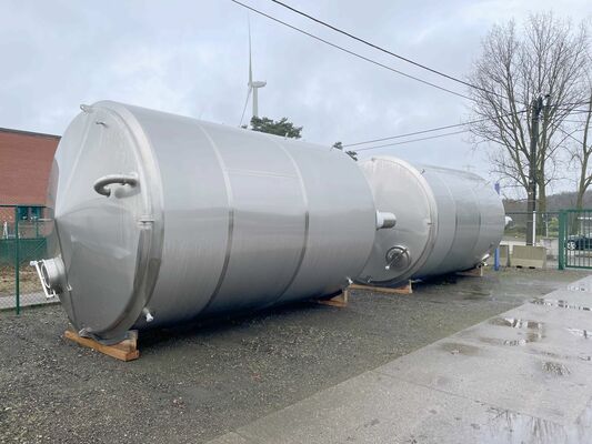 4 x Brand new 44.000L stainless-steel AISI316L vertical storage tanks.