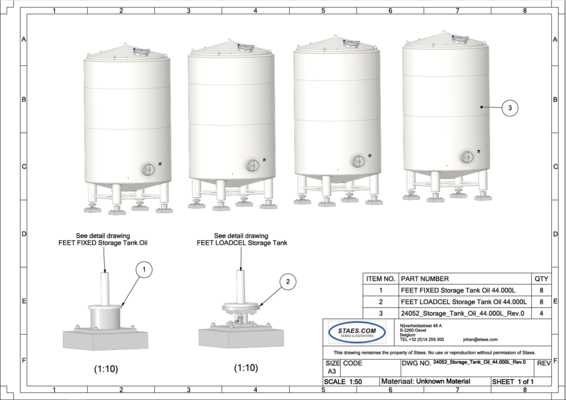 4 x Brand new 44.000L stainless-steel AISI316L vertical storage tanks.