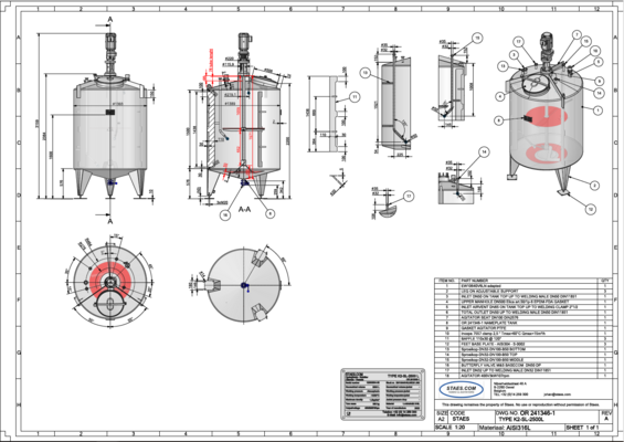 1 x Nouvelle cuve de mélange verticale 2.500L en acier inoxydable AISI316L. 1 x Nouvelle cuve de mélange verticale 750L en acier inoxydable AISI316L.